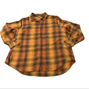 Urban Outfitters Men’s Flannel Plaid Shirt XL-TG Orange Green Brown